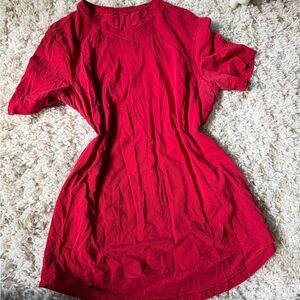 Classic Red Women's long blouse like vibrant Short Sleeve Tee